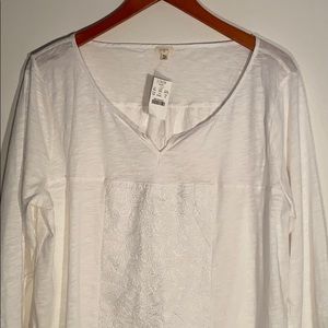 J. Crew white 3/4 sleeve top.